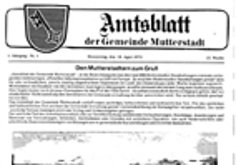 Amtsblatt - Titelseite Erstausgabe Abbildung der Titelseite der Erstausgabe des Mutterstadter Amtsblatts