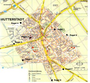 Landkarte mit den Grundwassermessstellen in Mutterstadt